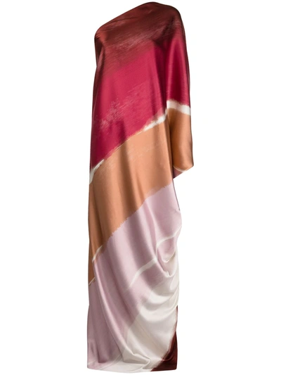 Silvia Tcherassi Inu Striped One-shoulder Silk Tunic Dress In Gradient Plum