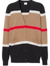 Burberry Phillipa Striped Cashmere And Silk-blend Cardigan In Braun