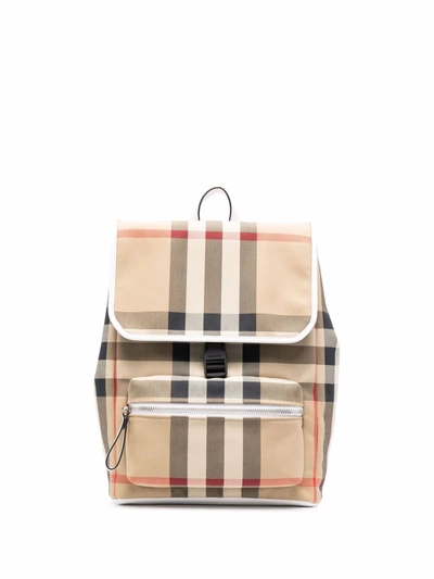 Burberry Vintage Check Printed Backpack In Neutrals