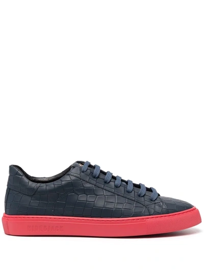 Hide & Jack Crocodile-embossed Low-top Leather Sneakers In Blau