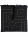 Totême Dark Grey Logo Jacquard Scarf In Grau