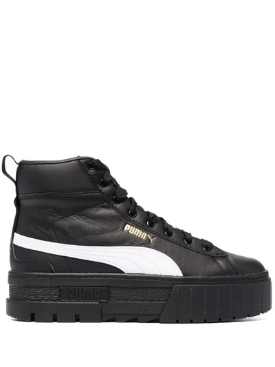 Puma Logo-print Chunky High-top Leather Sneakers In Schwarz