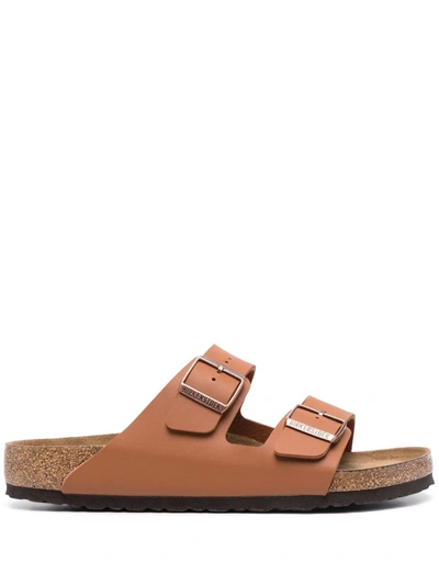 Birkenstock Arizona Two-strap Faux-leather Sandals In Braun