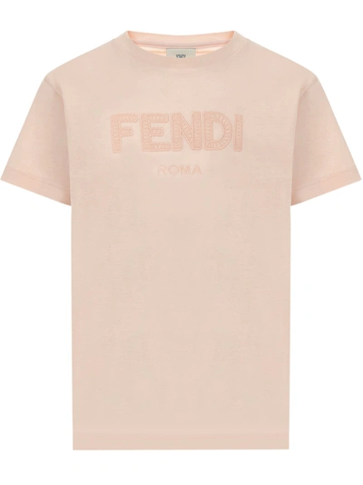 Fendi Kids' Pink T-shirt In Cream