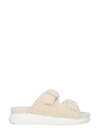 Alexander Mcqueen Oversized Hybrid Shearling Slide Sandals In Bianco