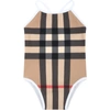 BURBERRY BIEGE SWIMSUIT FOR BABY GIRL WITH ICONIC VINTAGE CHECK,8047902