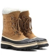 Sorel Caribou Fleece-trimmed Nubuck And Rubber Snow Boots In Brown