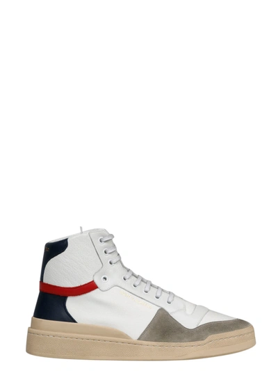 Saint Laurent Sl24 Logo-print High-top Leather Trainers In White