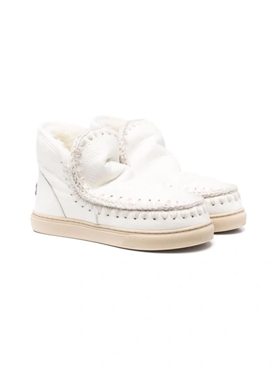 Mou Teen Low-ankle Shearling Boots In White