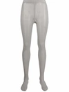 Miu Miu Ribbed-knit Metallic Tights In Grey