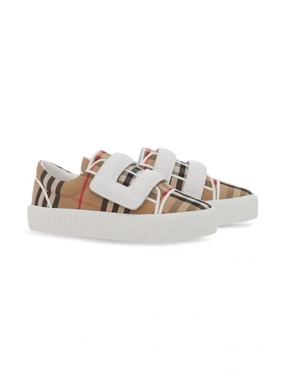 Burberry Kids' Vintage Check Sneakers In Neutrals