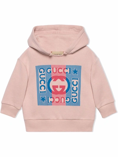 Gucci Kids' Logo印花连帽衫 In Pink