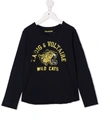 Zadig & Voltaire Wild Cats Graphic-print Long-sleeve T-shirt In Blue