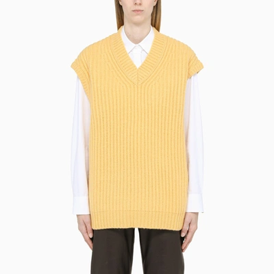 Samsoe & Samsoe Sleeveless Yellow Cardigan Pullover In Beige