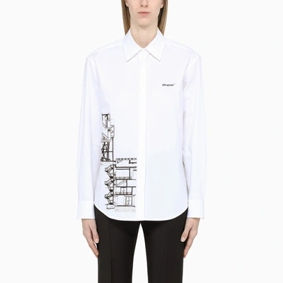 Off-white White Cotton Printed Shirt In Black
