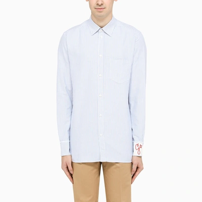 Golden Goose White And Blue Striped Shirt