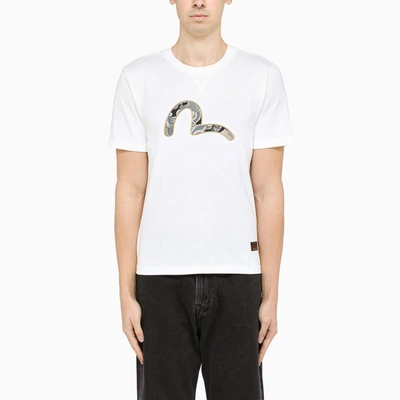 Evisu White Crewneck Logoed T-shirt