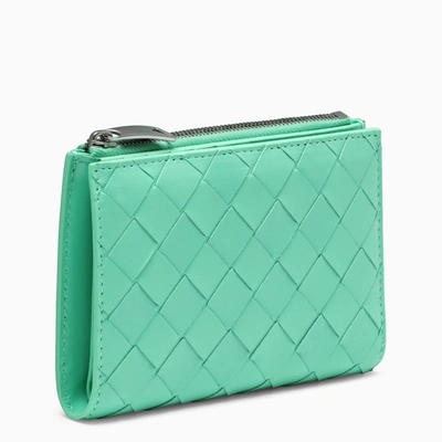 Bottega Veneta Teal Intrecciato Bi-fold Wallet In Green