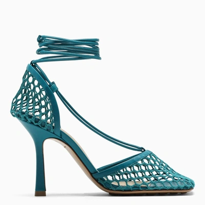 Bottega Veneta Teal Stretch Sandals In Blue