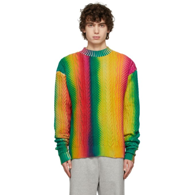 Agr Multicolor Hand-spray Cable Knit Jumper In Yellow