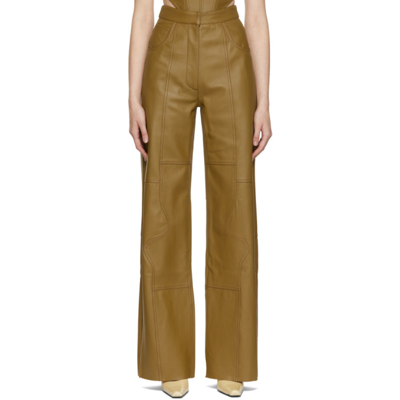 Vaillant Studio Ssense Exclusive Khaki Leather Trousers In Plantation