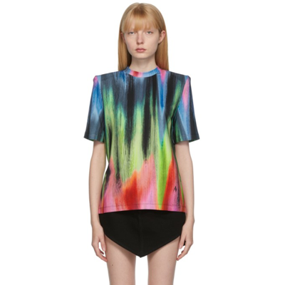 Attico Rainbow-print Short-sleeved T-shirt In Multicolor