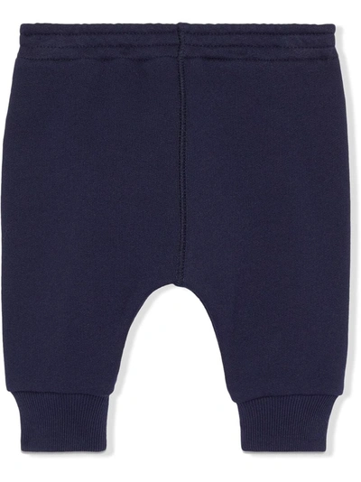 Gucci Kids Label Embellished Pants In Blue