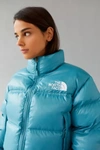 The North Face Nuptse Cropped Jacket In Blue-blues In Turquoise