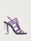 Ferragamo Mirrored Heel Strappy Sandal In Violet