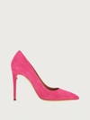 Ferragamo Hot Pink 105 Suede Pumps In Pink