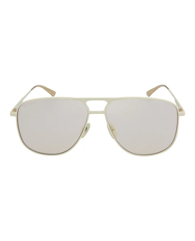 Gucci Aviator-style Metal Sunglasses In White