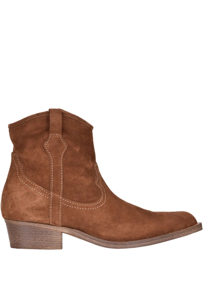 Guglielmo Rotta Suede Texan Ankle Boots - Atterley In Brown