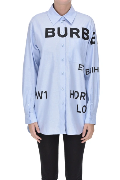 Burberry Horseferry-print Shirt In Light Blue