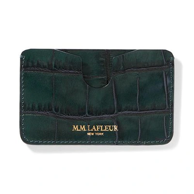 M.m.lafleur The Leather Card Case - Embossed Croc Dark Green