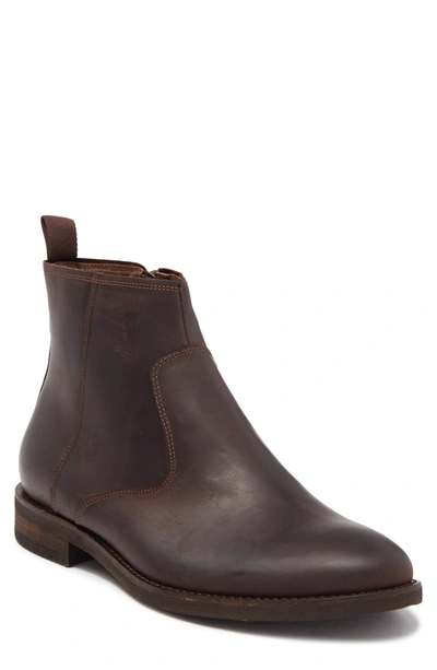 Warfield & Grand Kriss Plain Toe Leather Boot In Dark Brown