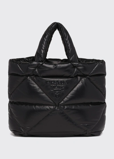 Prada Puffy Napa Quilted Tote Bag In Black