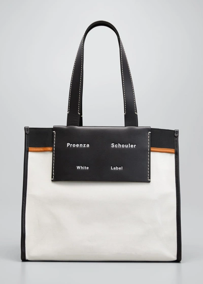 Proenza Schouler White Label Morris Large Coated Canvas Shopper Tote Bag In Off White