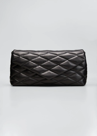 Saint Laurent Sade Puffy Large Ysl Clutch Bag In Quilted Smooth Leather In Black