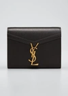 Saint Laurent Cassandre Leather Wallet On Chain In Black