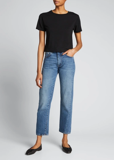 Amo Denim Babe Cropped Crewneck Tee In Black