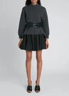 Alaïa Ribbed Wool-cashmere Peplum Sweater In Gris Fonce