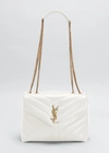 Saint Laurent Loulou Small Matelasse Calfskin Flap-top Shoulder Bag In White