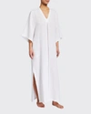 Ocean + Main Cotton Gauze Lounge Caftan In Black