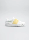 Valentino Rockstud Bicolor Laceless Low-top Sneakers In White/green
