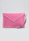 Valentino Garavani Rockstud Envelope Flap Wristlet Pouch In Hw4 Feminine
