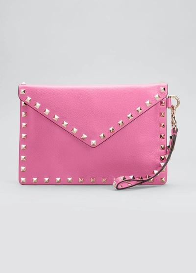 Valentino Rockstud Envelope Flap Wristlet Pouch In Hw4 Feminine
