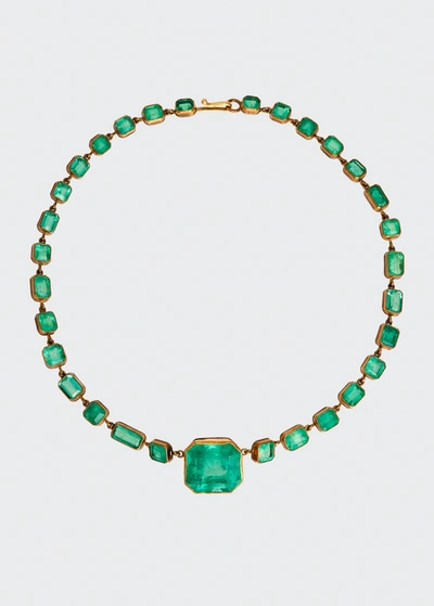 Judy Geib Colombian Emerald Short Riviere Necklace In Multi
