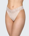 Hanky Panky Organic Cotton Original-rise Lace-waist Thong 891801 In Red
