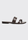 Manolo Blahnik Serrato Strappy Leather Flat Sandals In Brown