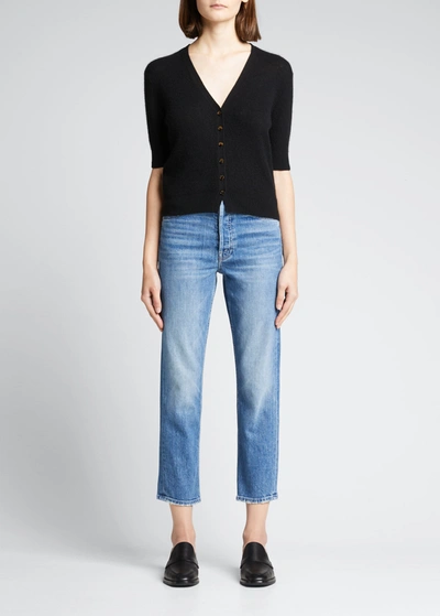 Mother The Tomcat High Rise Cropped Straight Jeans In Blue